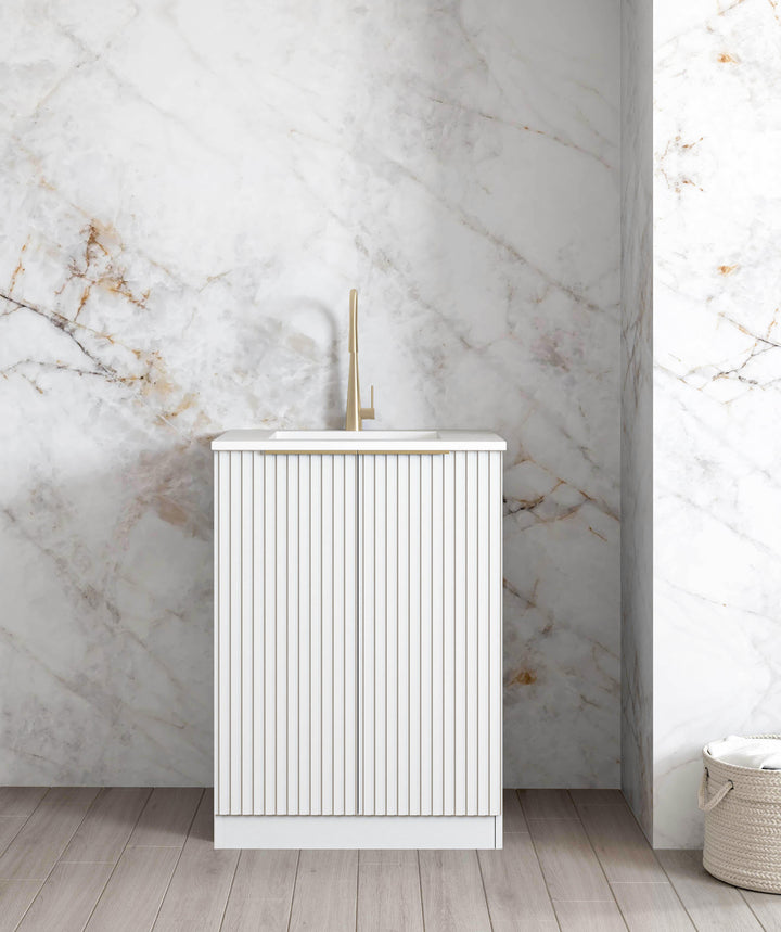 Mini Laundry 650mm Noosa White with Natural Pure White Top