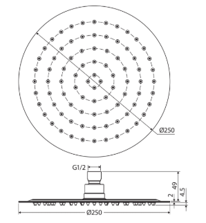 Kaya Shower Head, 250mm, Gun Metal