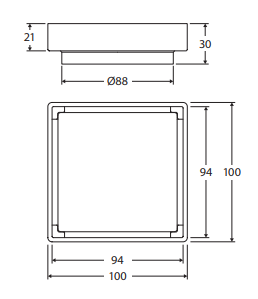 Square Tile 2-in-1 Floor Waste, 88mm Outlet, Brushed Copper