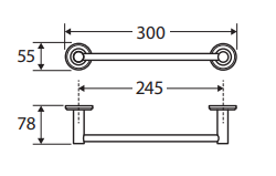 Kaya Single Towel Rail, 300mm, Urban Brass