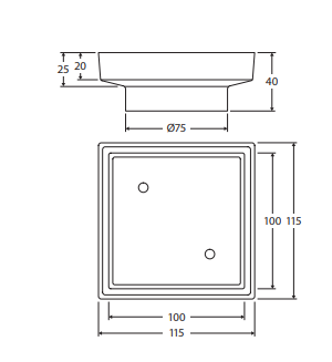 Square Tile Bed Floor Waste, 75mm Outlet, Urban Brass