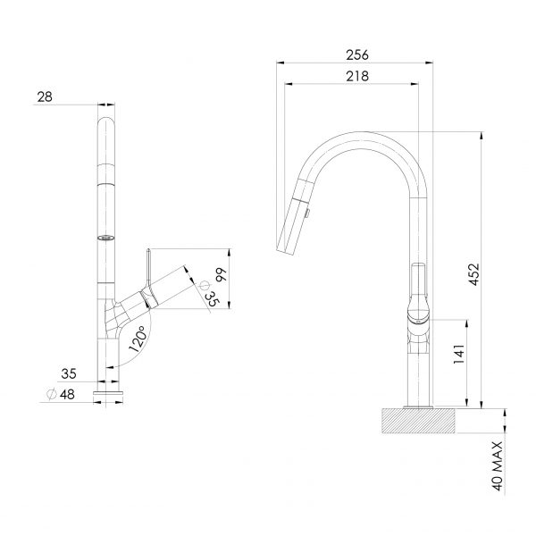 Linq Pull Out Sink Mixer 316 SS 220mm