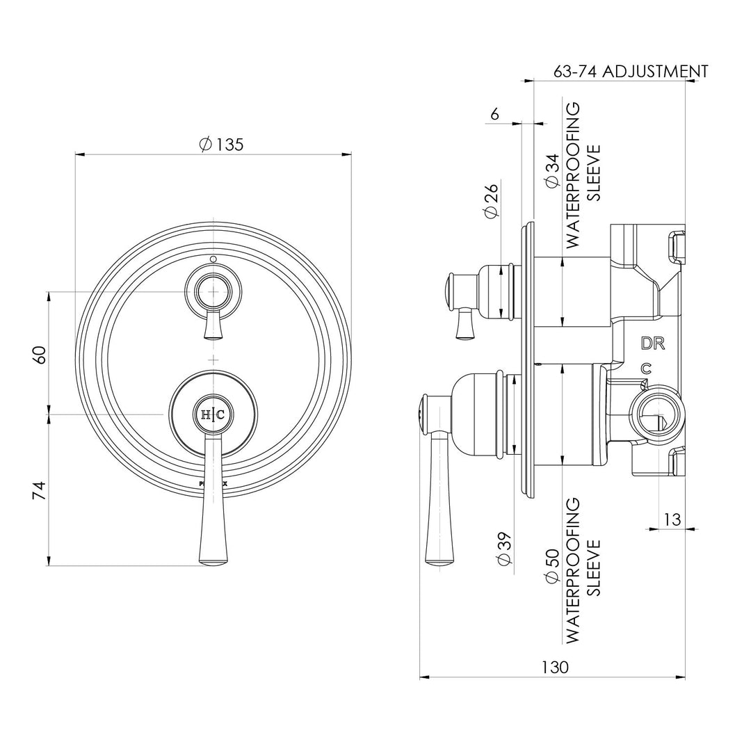 Cromford SwitchMix Shower / Bath Diverter Mixer Fit-Off Kit