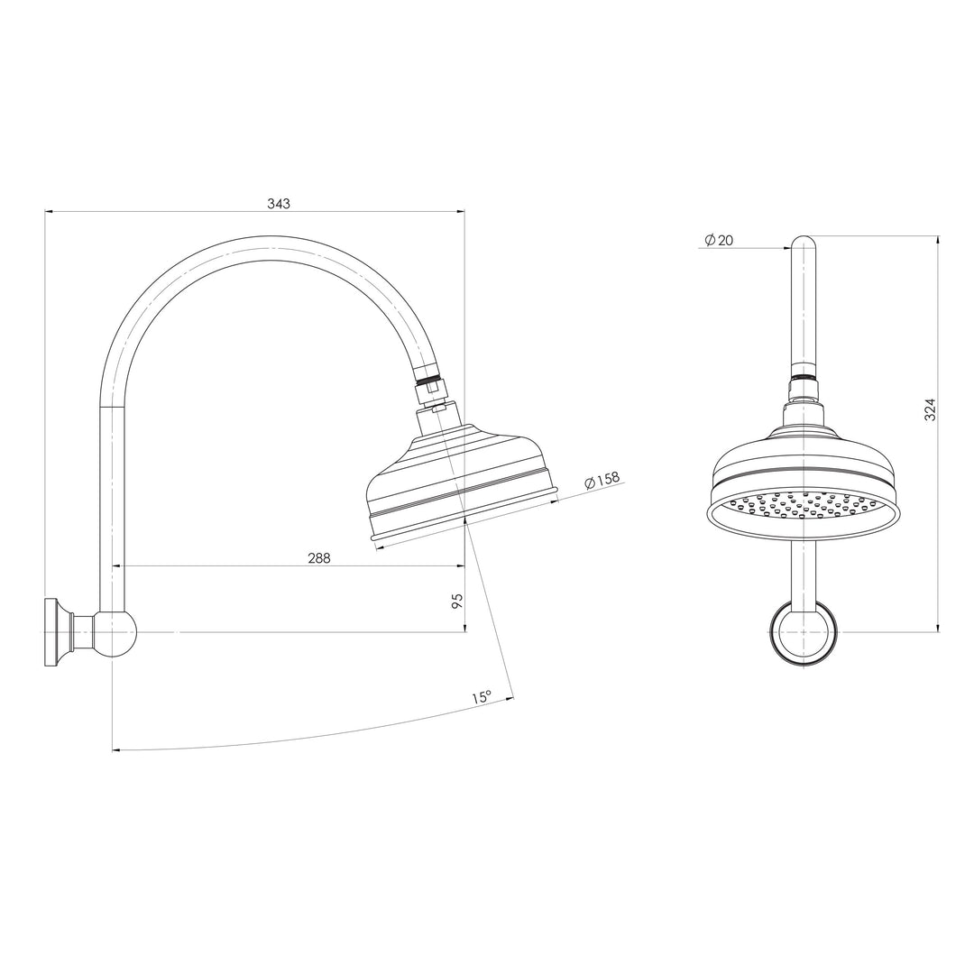 Cromford High-Rise Shower Arm & Rose