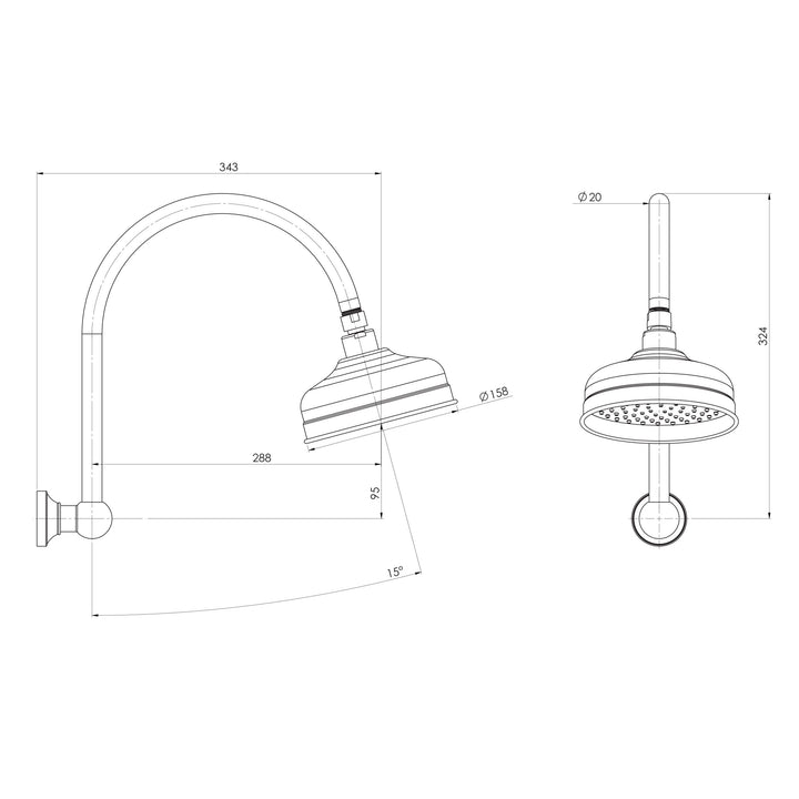 Cromford High-Rise Shower Arm & Rose
