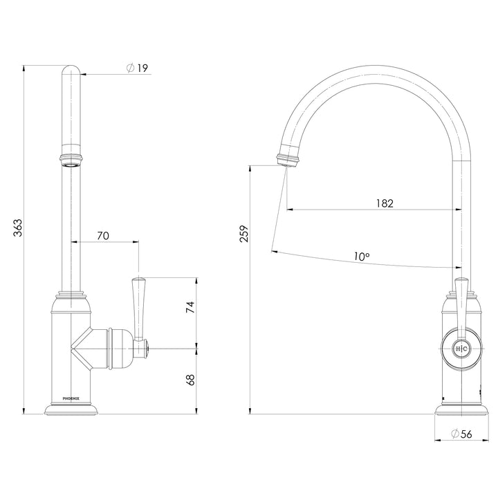 Cromford Sink Mixer 180mm