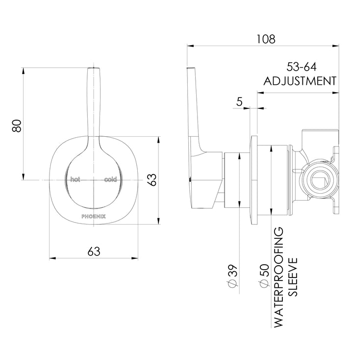 Vask SwitchMix Shower / Wall Mixer Pin Up