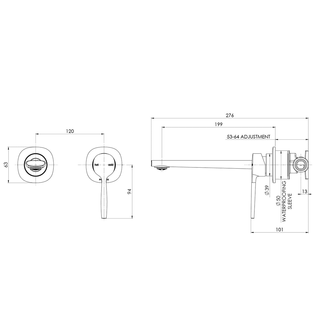 Vask SwitchMix Wall Basin / Bath Mixer Set 200mm