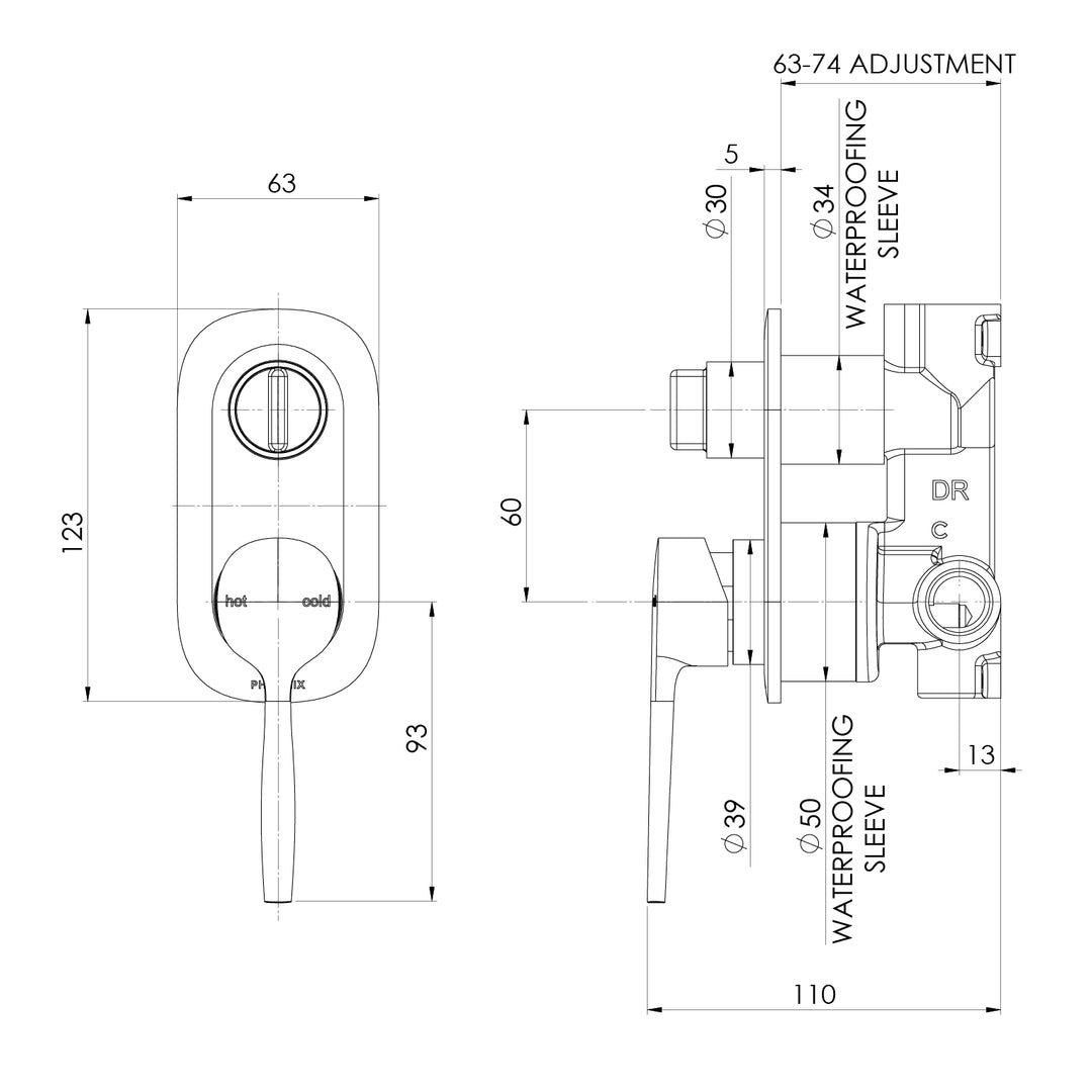 Vask SwitchMix Shower / Bath Diverter Mixer Fit-Off Kit