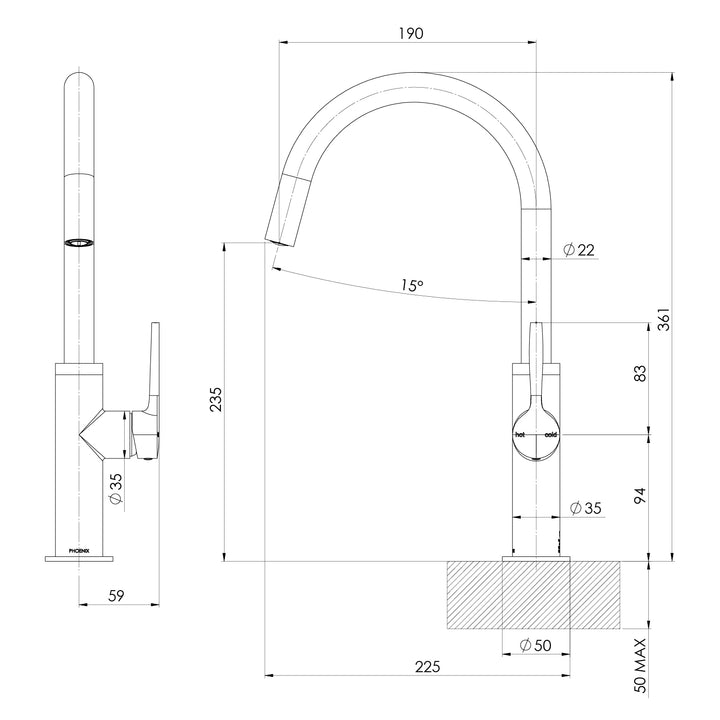 Vask Sink Mixer 190mm