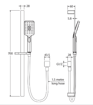 Tono Rail Shower, Gun Metal