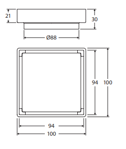 Square Tile 2-in-1 Floor Waste, 88mm Outlet, Brushed Nickel