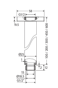 Round Shower Dropper, 100mm, Chrome