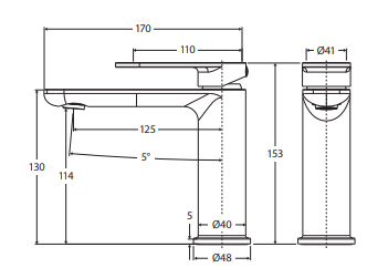 Empire Slim Cold Start Basin Mixer, Urban Brass