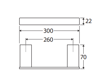 Tono Single Towel Rail, 300mm, Chrome