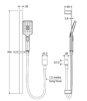Tono Rail Shower, Brushed Nickel