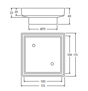 Square Tile Bed Floor Waste, 75mm Outlet, Brushed Copper
