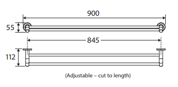 Kaya Double Towel Rail, 900mm, Chrome