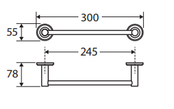 Kaya Single Towel Rail, 300mm, Gun Metal