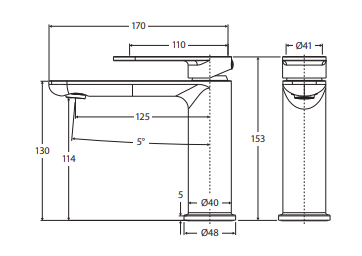 Empire Slim Cold Start Basin Mixer, Brushed Copper