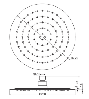 Kaya Shower Head, 250mm, Brushed Copper