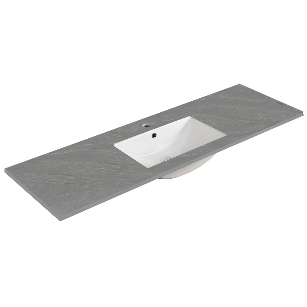 150cm Sintered Stone Vanity Top Shadow Grey Single Bowl - Modern Graphite Finish