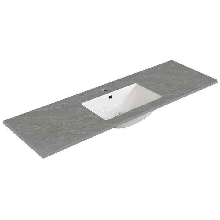 150cm Sintered Stone Vanity Top Shadow Grey Single Bowl - Modern Graphite Finish
