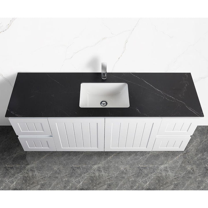 150cm Sintered Stone Vanity Top Shadow Grey Single Bowl - Modern Graphite Finish