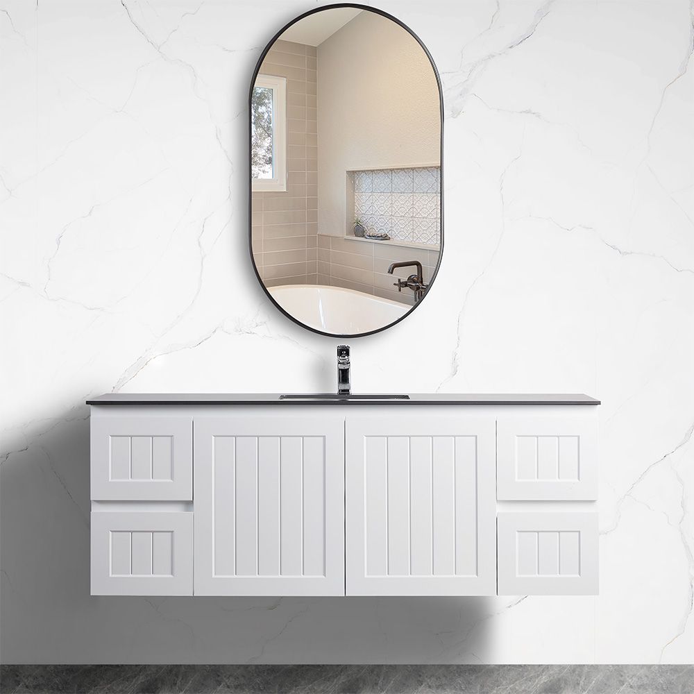 150cm Sintered Stone Vanity Top Shadow Grey Single Bowl - Modern Graphite Finish