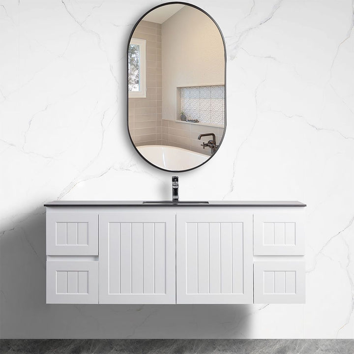 150cm Sintered Stone Vanity Top Shadow Grey Single Bowl - Modern Graphite Finish