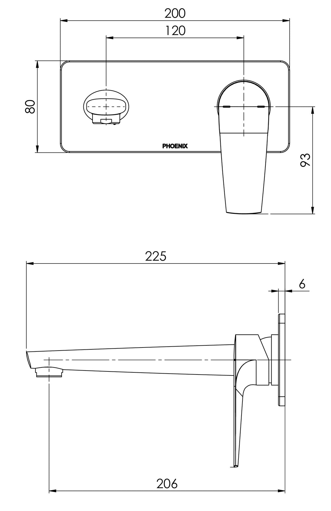 Arlo Wall Basin / Bath Mixer Set 6 Star 200mm Trim Kit Only