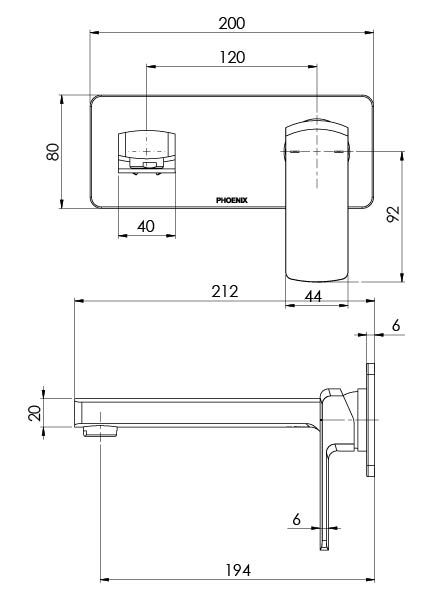 Teva Wall Basin / Bath Mixer Set 6 Star 200mm Trim Kit Only
