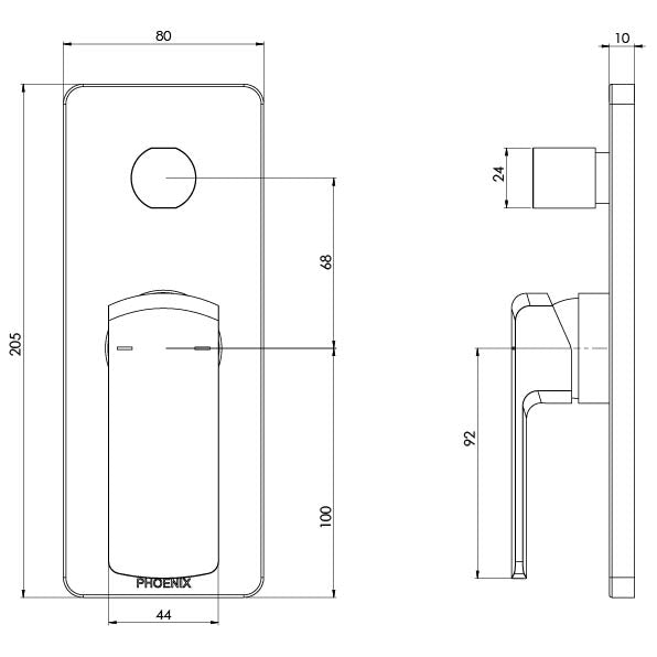 Teva Shower / Bath Diverter Mixer Trim Kit Only