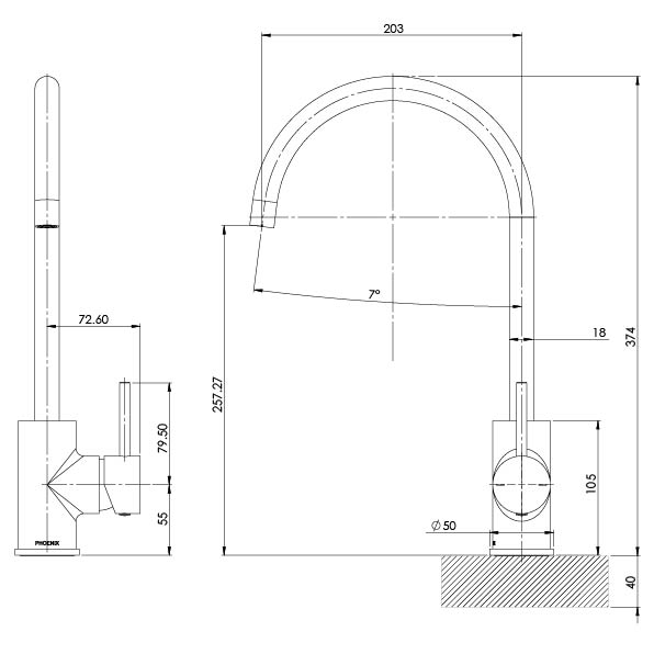 Pina Sink Mixer 200mm Gooseneck 6 Star