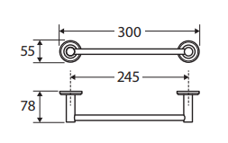 Kaya Single Towel Rail, 300mm, Brushed Copper