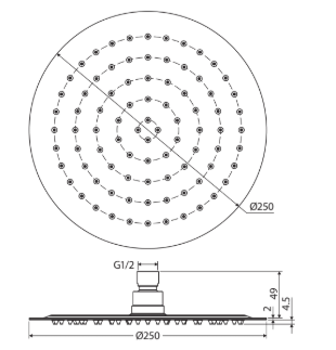 Kaya Shower Head, 250mm, Matte Black