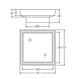 Square Tile Bed Floor Waste, 75mm Outlet, Brushed Nickel