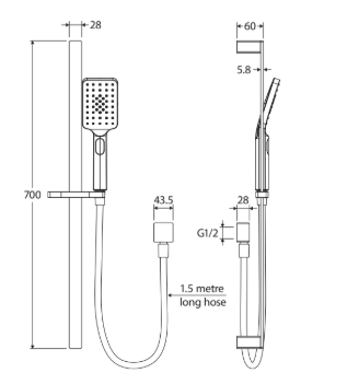 Tono Rail Shower, Matte Black