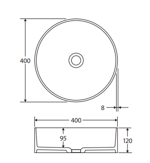Minka Round Solid Surface Above Counter Basin, Matte White