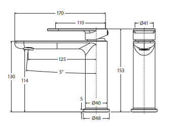 Empire Slim Cold Start Basin Mixer, Brushed Nickel