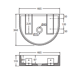 Valentina Fluted Arch Concrete Wall Basin, Tuscan