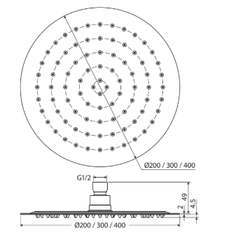Kaya Shower Head, 250mm, Chrome