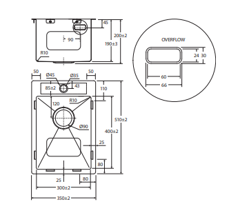 Hana 20L Laundry Sink with Tap Hole and Overflow
