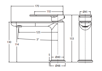 Empire Slim Cold Start Basin Mixer, Matte Black