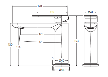 Empire Slim Cold Start Basin Mixer, Chrome