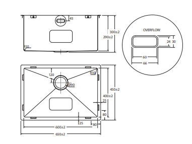 Hana 70L Laundry Sink with Overflow