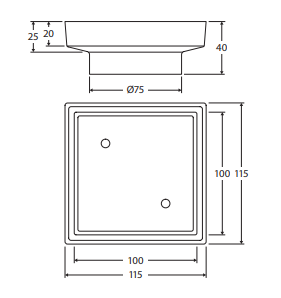 Square Tile Bed Floor Waste, 75mm Outlet, Antique Brass