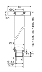 Round Shower Dropper, 300mm, Matte White