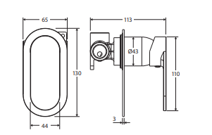 Empire Slim Wall Mixer, Oval Plate, Chrome