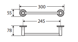 Kaya Single Towel Rail, 300mm, Chrome